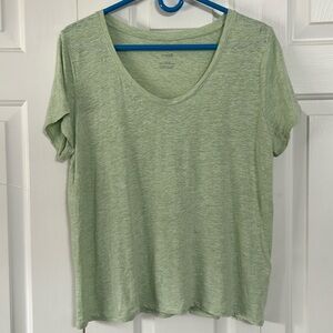 Pure Jill Soft Scoop Neck Linen Blend Tee Large
